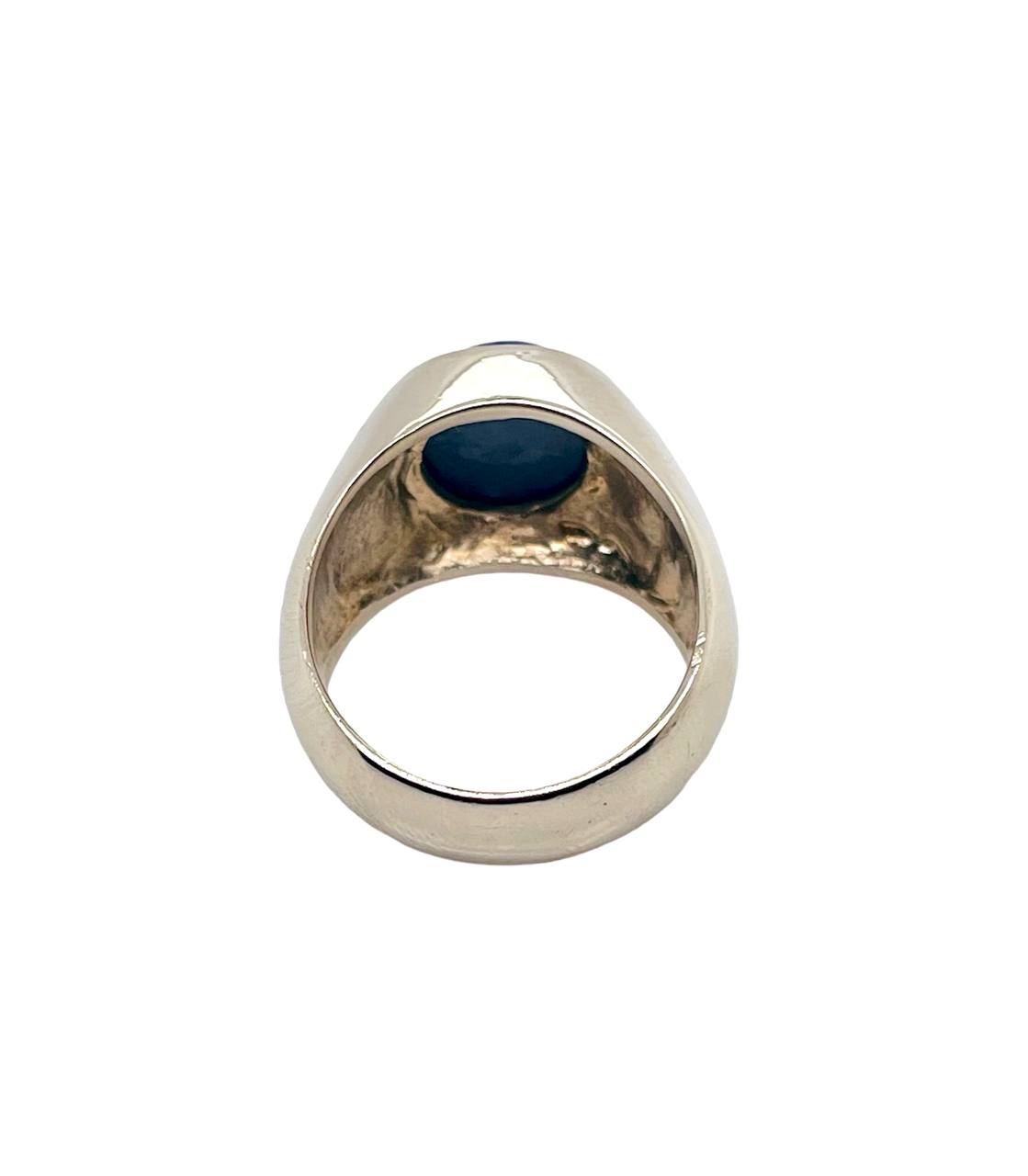 14K Solid White Gold Mens Star Sapphire Pinky Ring 12.8 Grams Size 7