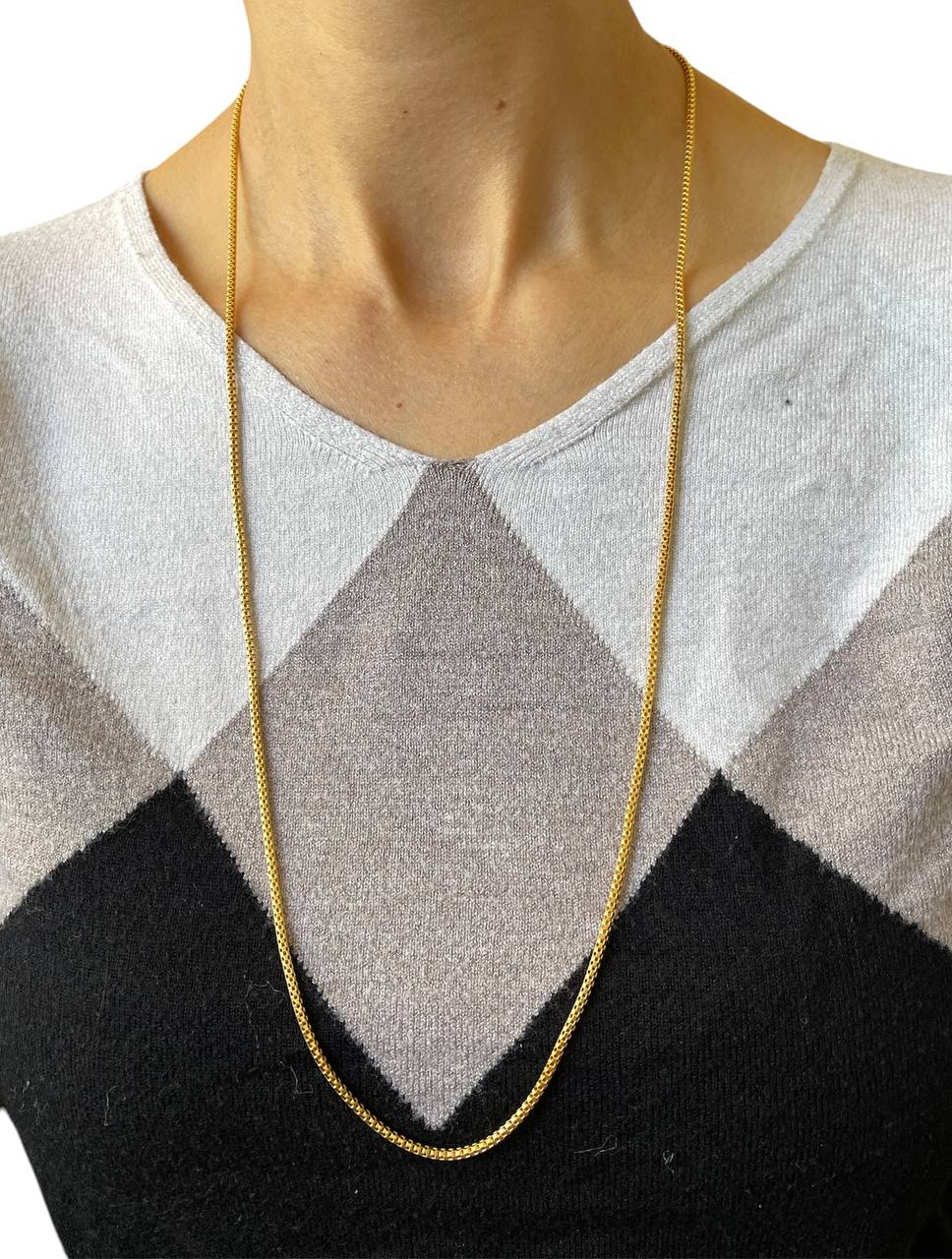 22k Real Yellow Gold Mens Round Box Chain Necklace 31 in 20.3 Grams