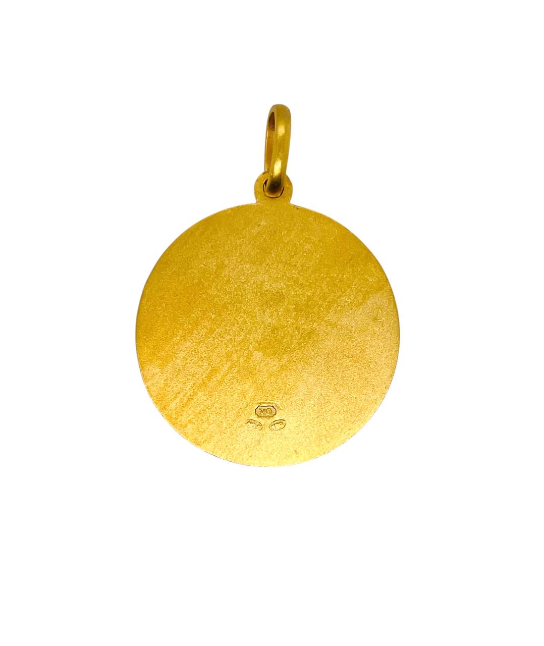 18K Solid Yellow Gold Mother Mary Virgin Mary Round Pendant 15 Grams 30 MM