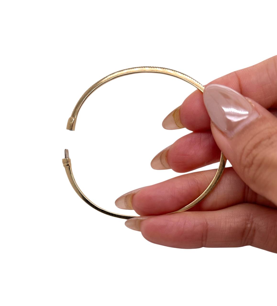 14k Yellow Gold 0.50 Ct Natural Diamond Half Eternity Hinged Bangle Bracelet