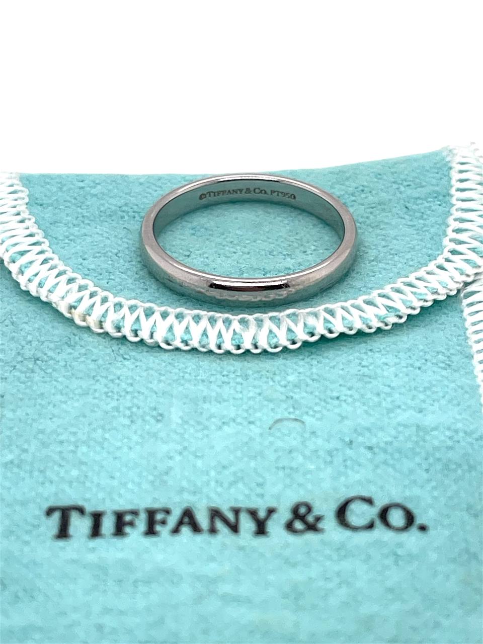 Tiffany & Co. 950 Platinum Wedding Band Ring 3 mm Size 7.5