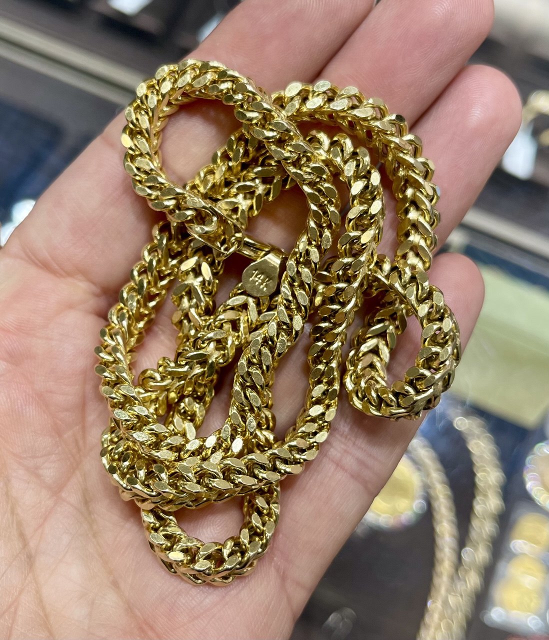 45.8 Grams 14k Yellow Gold Mens Diamond Cut Franco Chain Necklace 26 in 6 MM