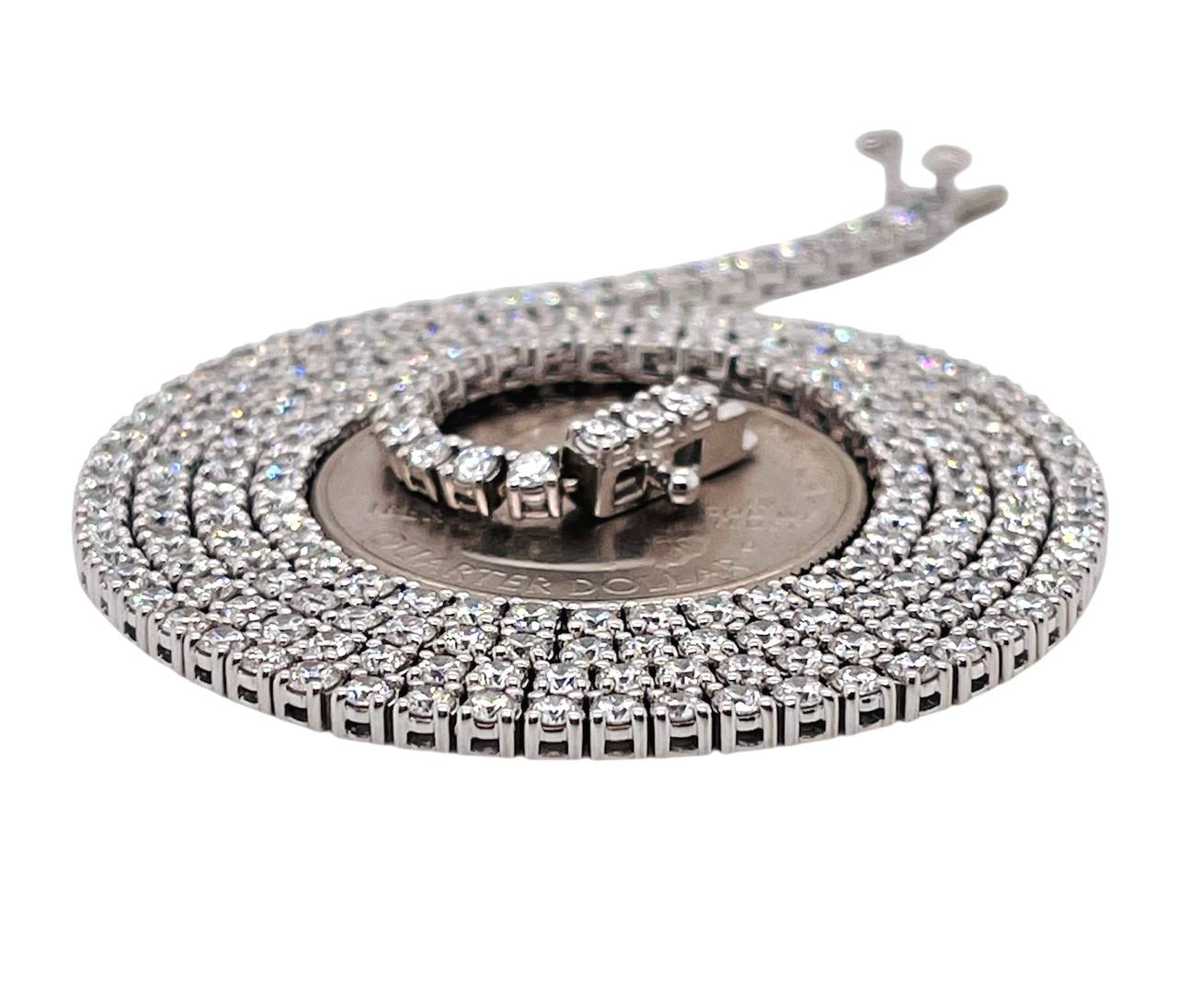 14k White Gold 6.3 ct Round Brilliant Lab-Grown Diamond Tennis Necklace 18.75 in