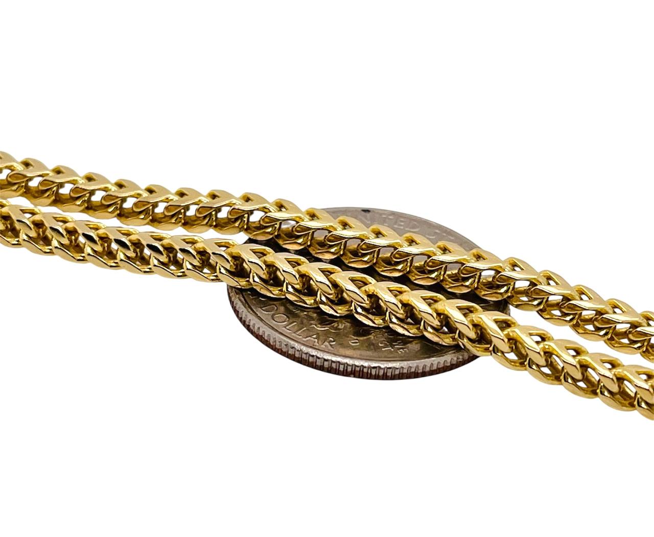 34.5 Grams 14k Solid Yellow Gold Mens Square Franco Chain Necklace 22 in 3.3 MM