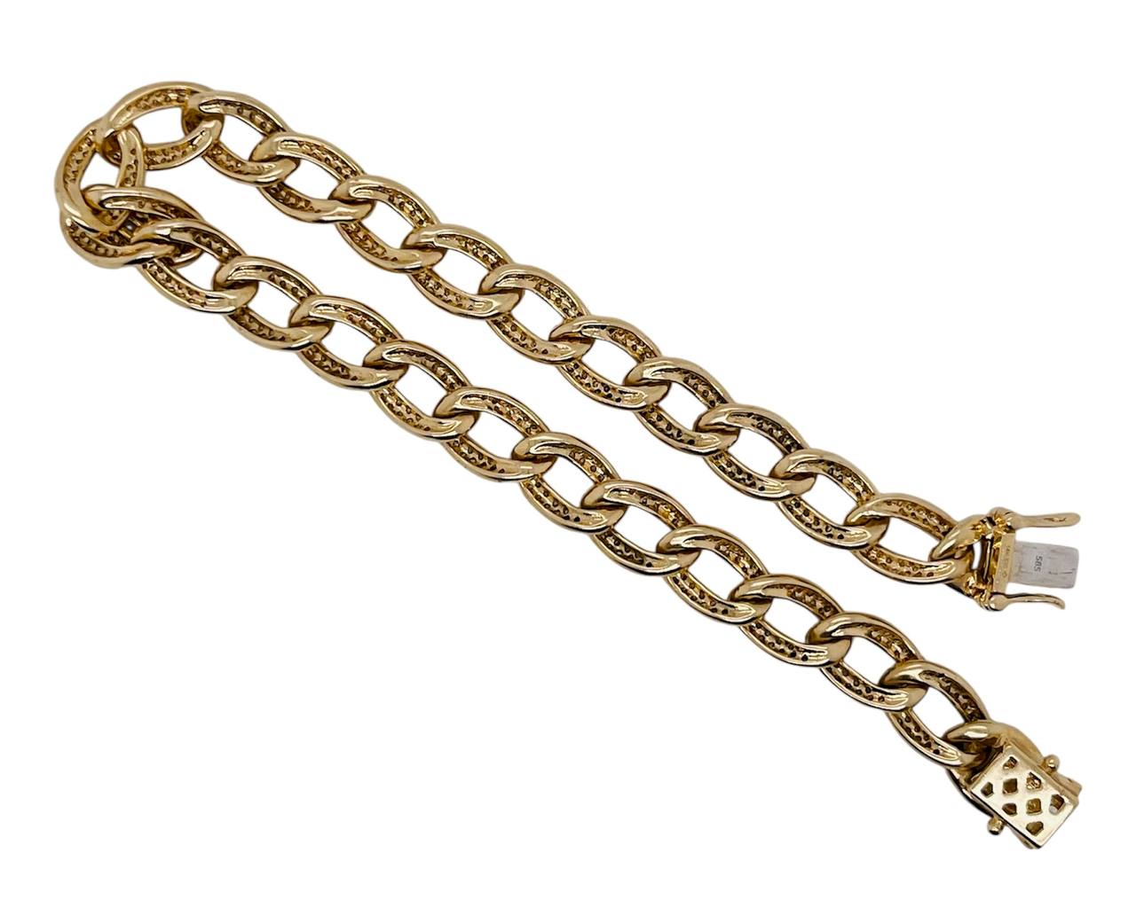 14k Solid Gold Natural Diamond Cuban Link Bracelet 7 inches