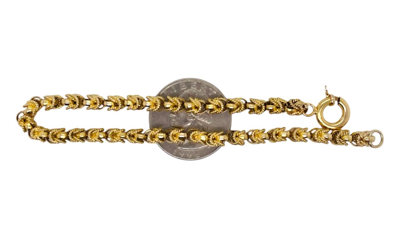 Vintage 18k Yellow Gold Hand-made Link Yazdi Chain Bracelet 16.5 Gr 8 inches