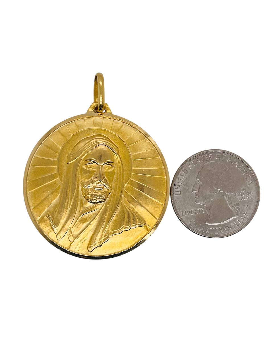 18K Solid Yellow Gold Muslim Shia Prophet Muhammad & Imam Ali Shamayel Pendant
