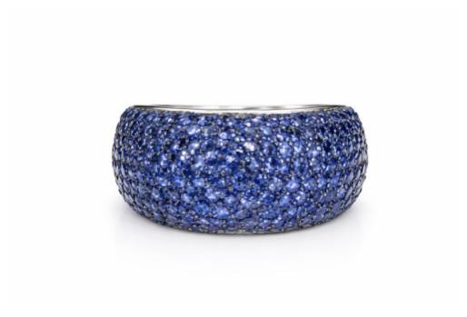 EFFY 14K White Gold Blue Sapphire Pavé Dome Band Ring 1.86 CTW