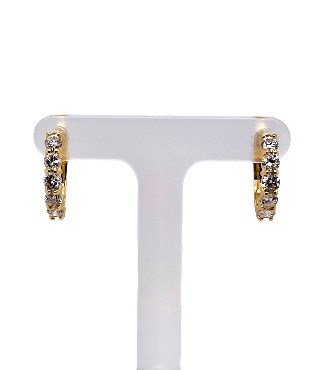 14k Yellow Gold 1.08 Ct Natural Diamond Huggie Earrings