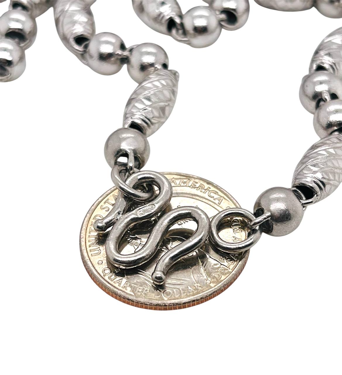 Mens Solid Platinum Bullet Chain Necklace 7 MM, 25 in 78.1 Gr