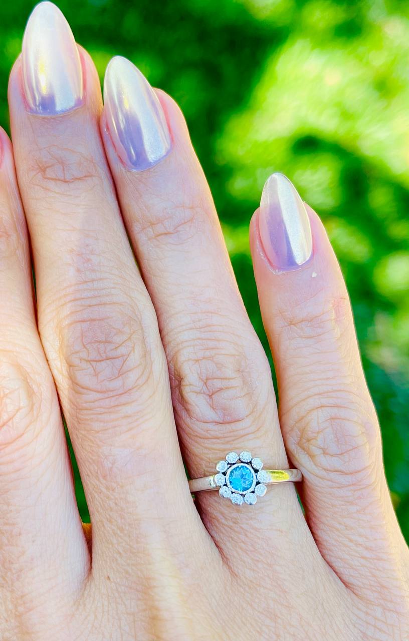 Tiffany & Co. Platinum PT950 Aquamarine and Diamond Ring