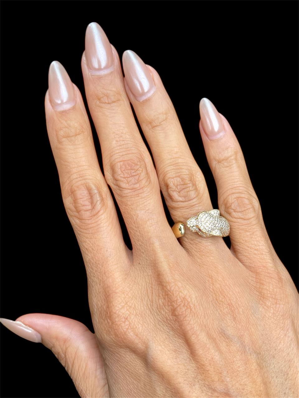 14k Solid Gold 1.5 ct Natural Diamond Panther Leopard Ring Ruby Eyes