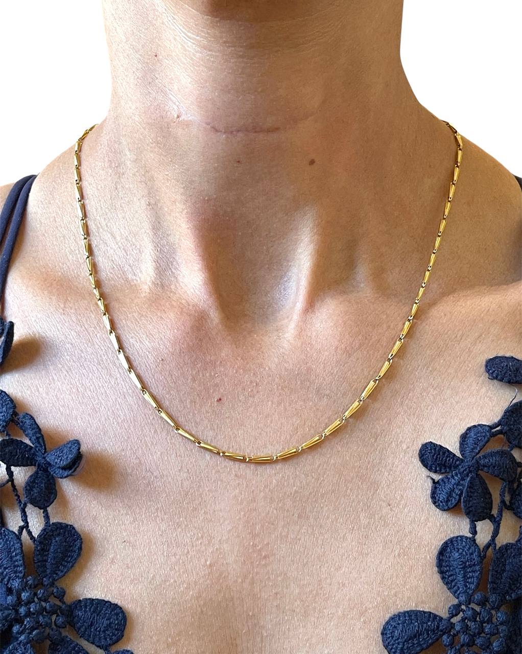 Vintage 18k Yellow Gold Hand-made Link Yazdi Chain Necklace 6.6 Gr 19 inches