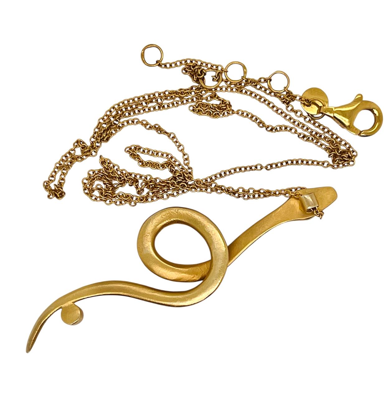 14K Solid Yellow Gold Natural Diamond Snake Pendant Necklace
