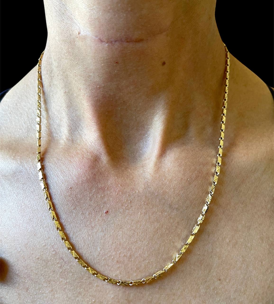Vintage 18k Yellow Gold Diamond Cut Link Chain Necklace 11.8 Gr 20 inches