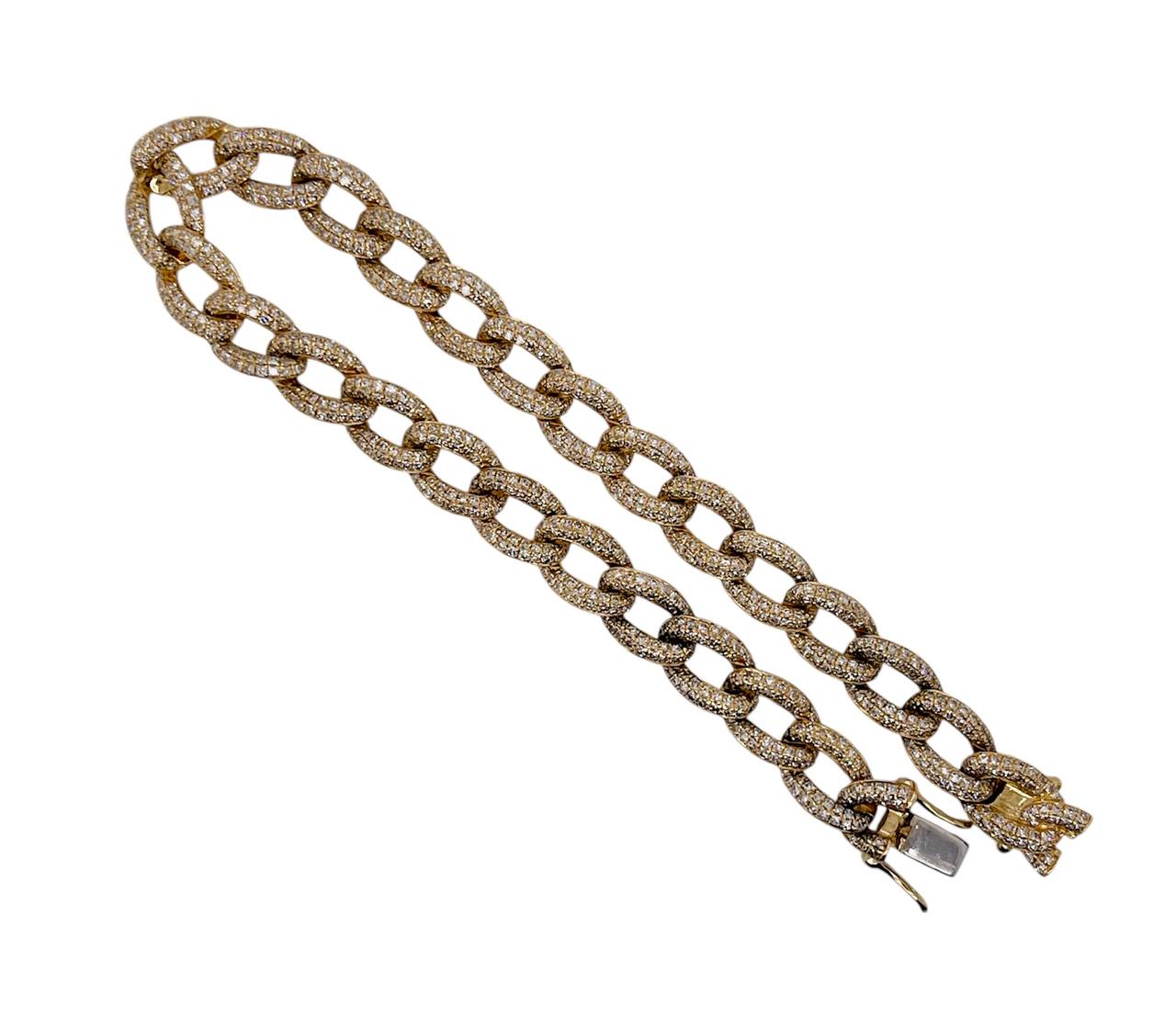 14k Solid Gold Natural Diamond Cuban Link Bracelet 7 inches