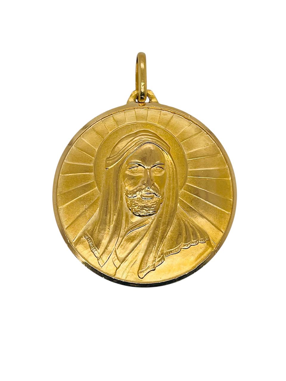 18K Solid Yellow Gold Muslim Shia Prophet Muhammad & Imam Ali Shamayel Pendant