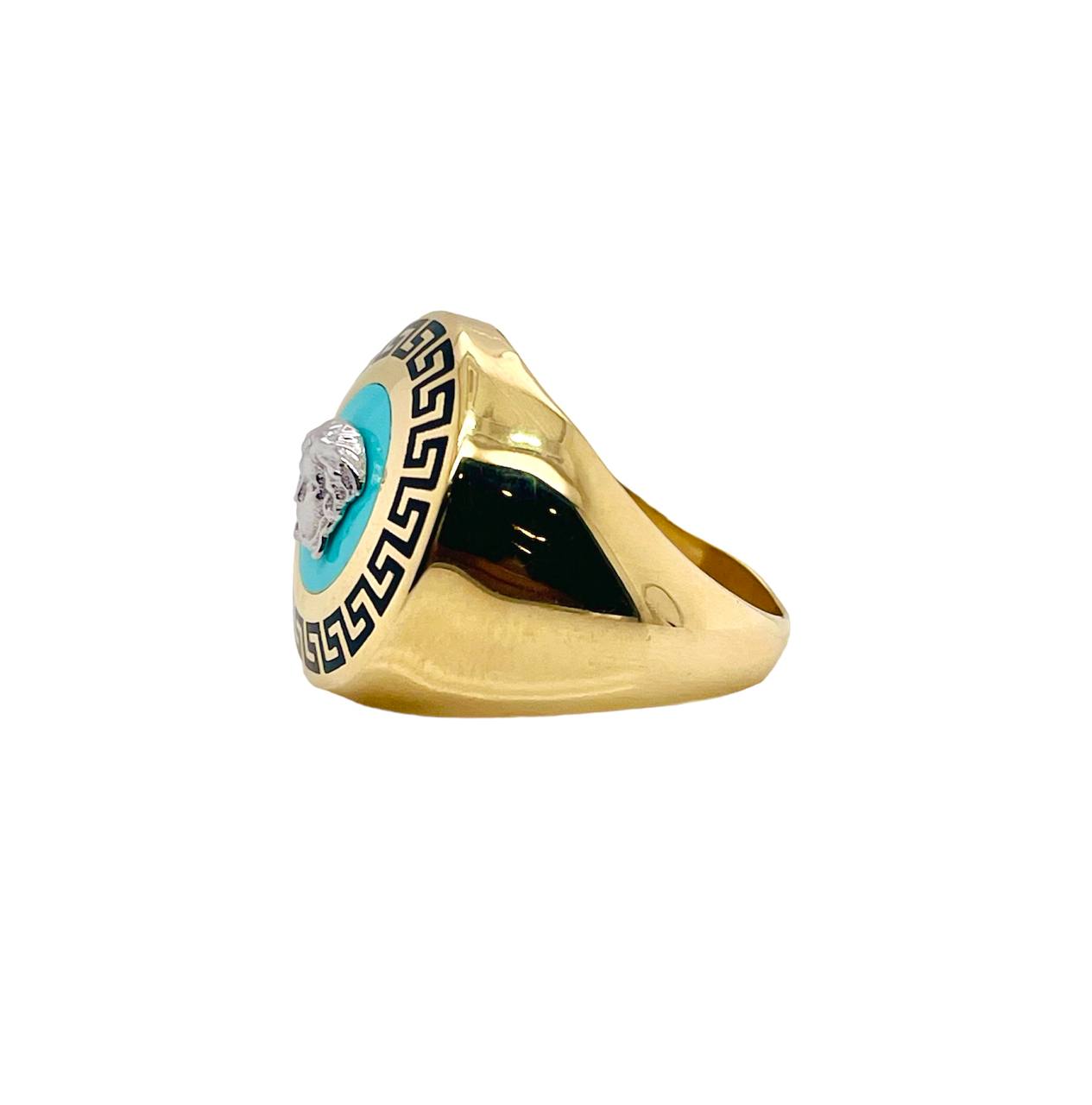 14K Solid Yellow Gold Mens Greek Key Ring 7.1 Grams