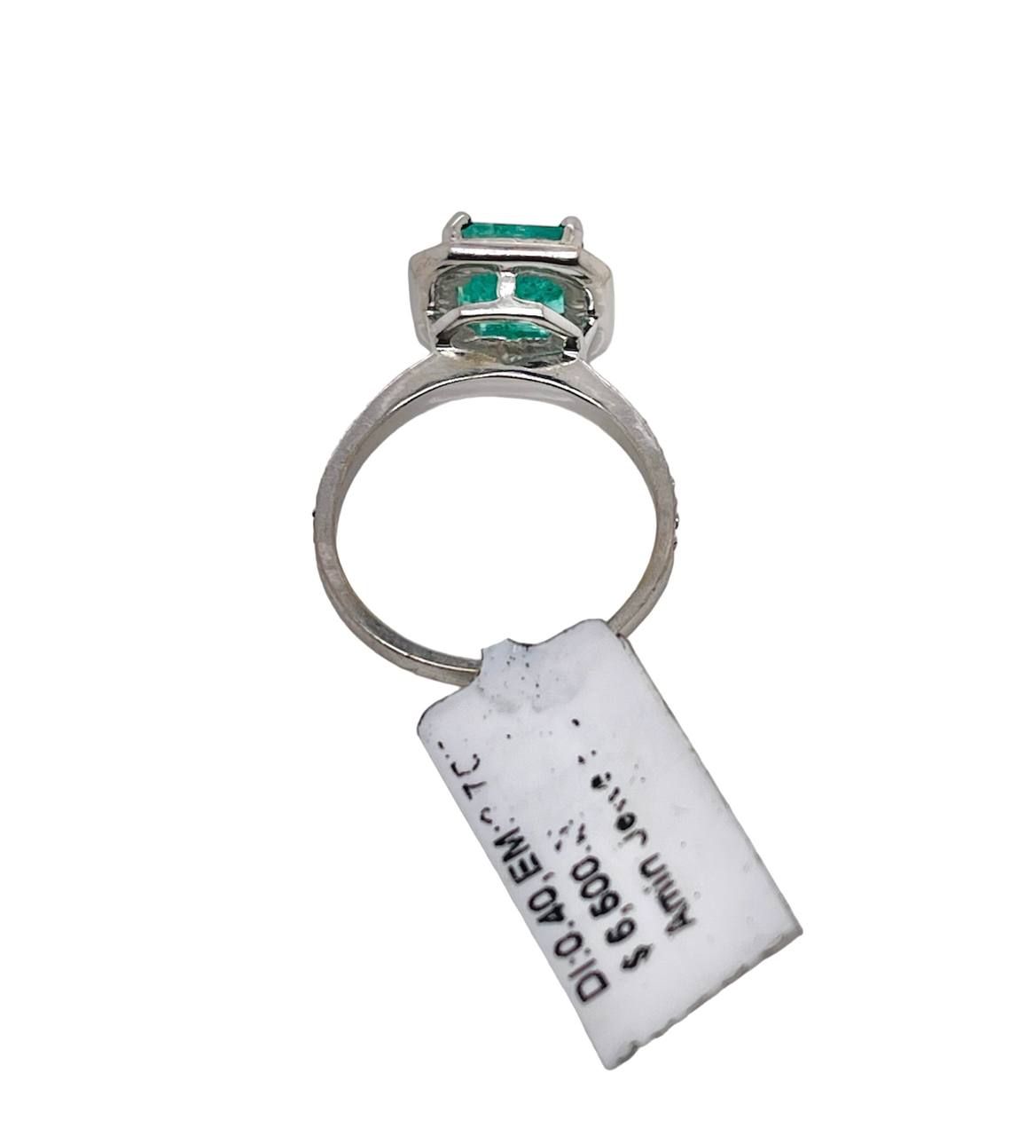 14k Solid White Gold Natural Diamond & Green Emerald Halo Ring 2.21 TCW