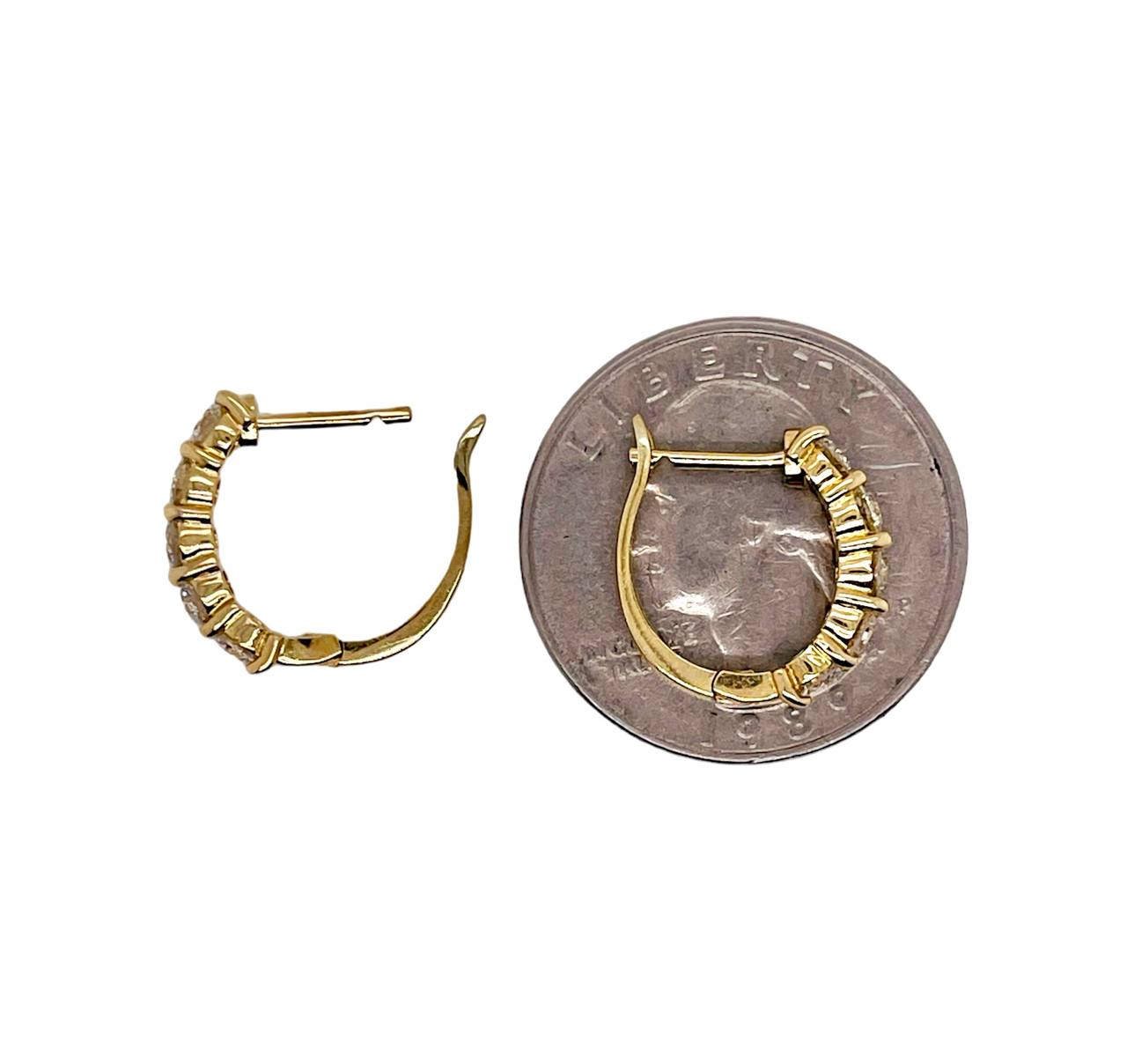 14k Yellow Gold 1.08 Ct Natural Diamond Huggie Earrings