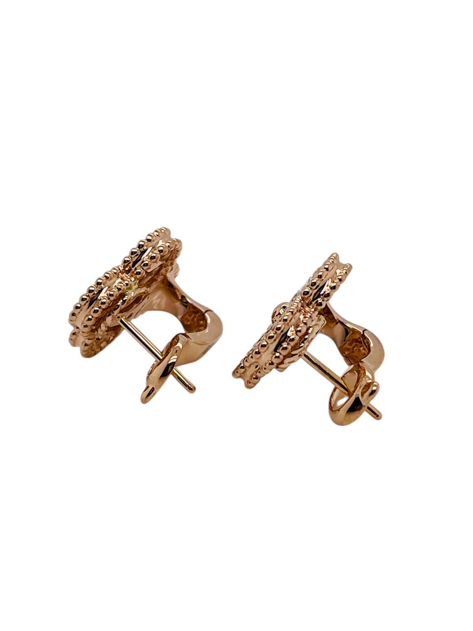 Vintage Alhambra Earrings Van Cleef & Arpels Rose Gold 750 K18 Diamond
