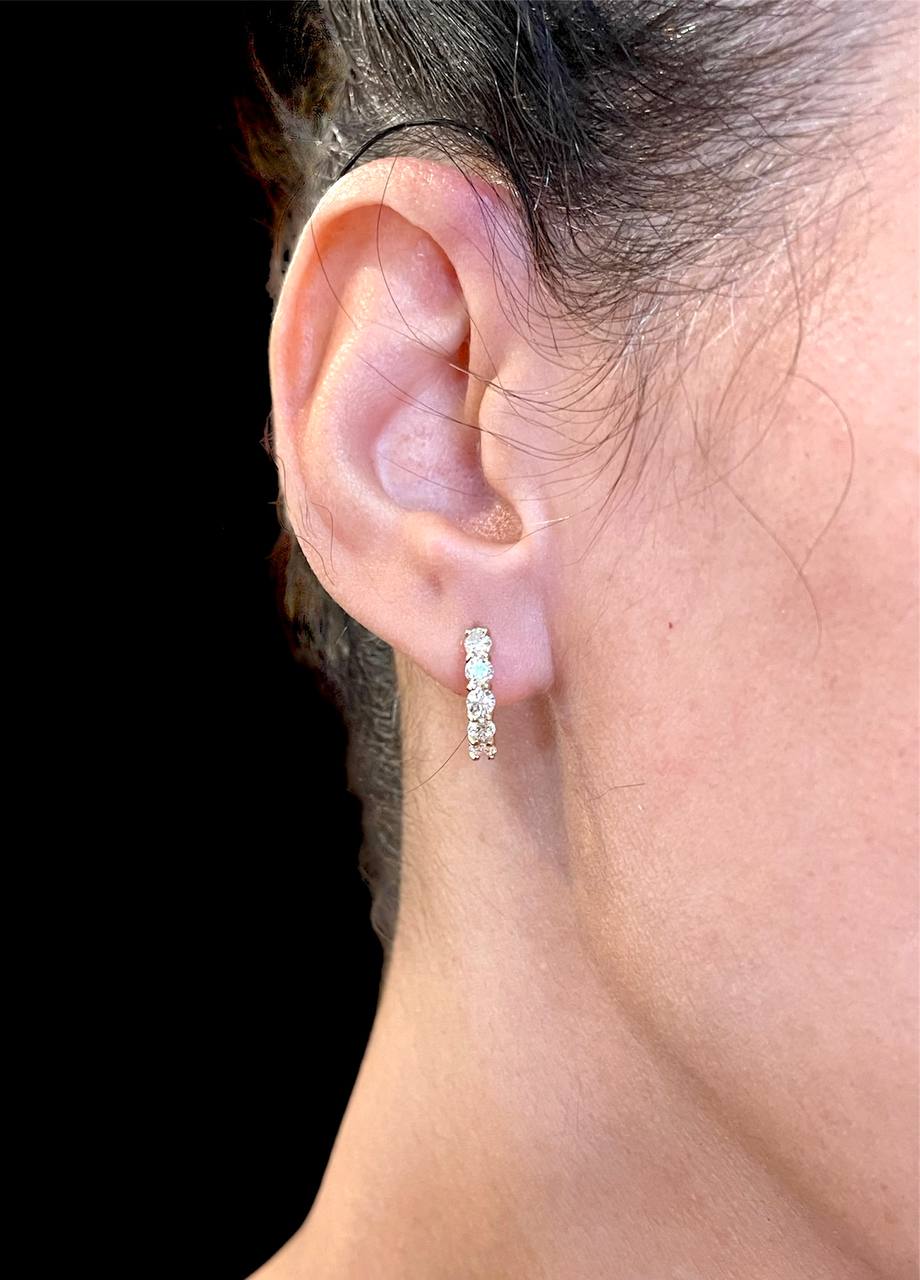 14k Yellow Gold 1.08 Ct Natural Diamond Huggie Earrings