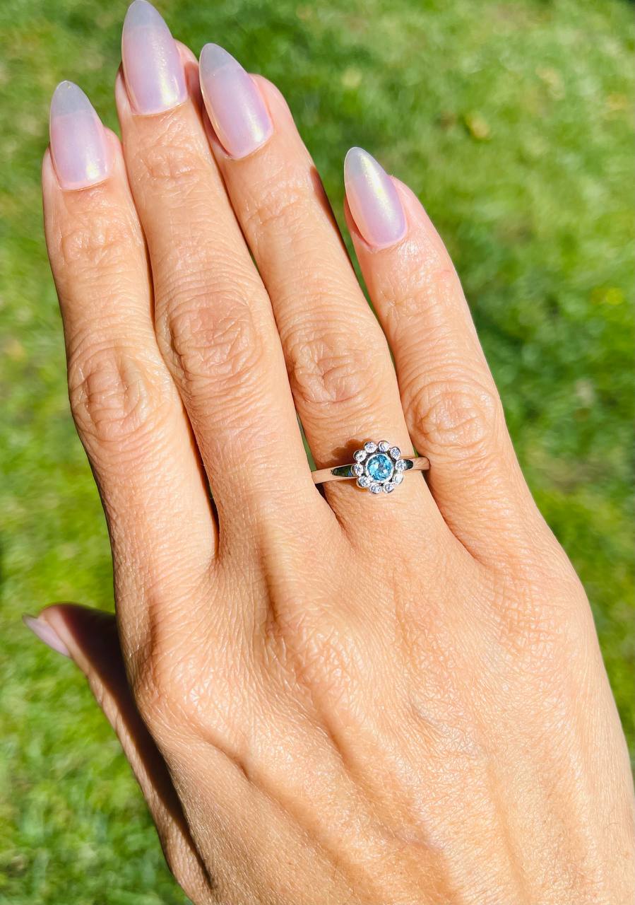 Tiffany & Co. Platinum PT950 Aquamarine and Diamond Ring