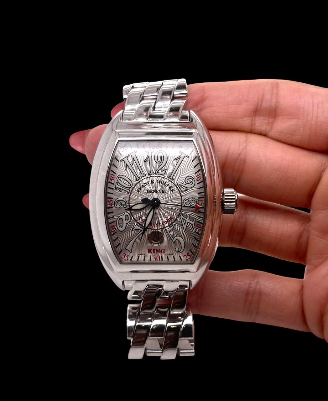 Franck Muller 8005 SC King Conquistador 18k White Gold Automatic Mens Watch