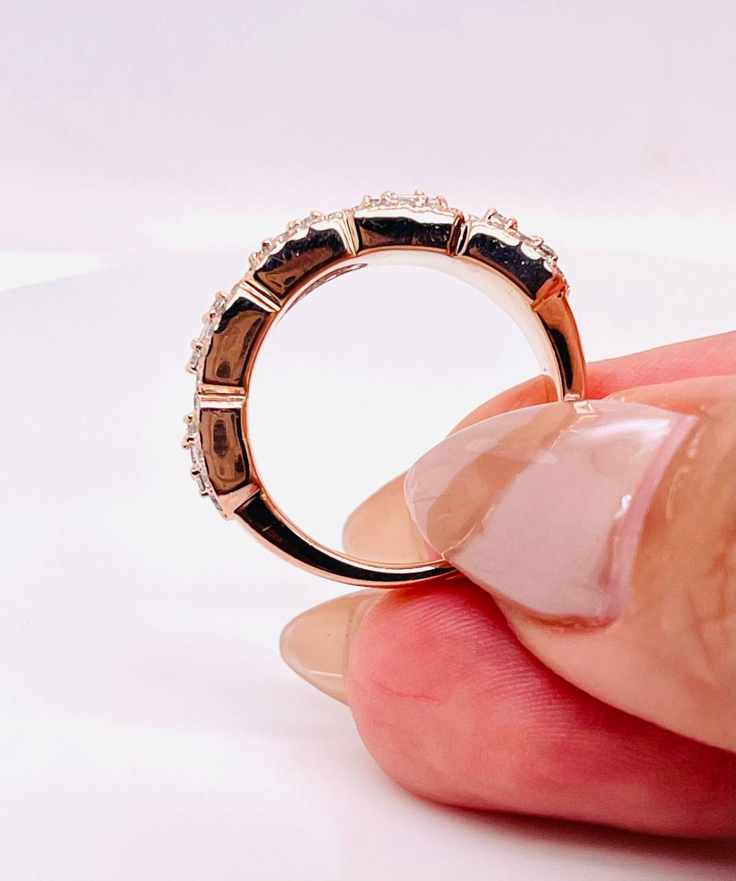 14K Solid Rose Gold 1.5 Ct Natural Round & Baguette Diamond Men's Ring