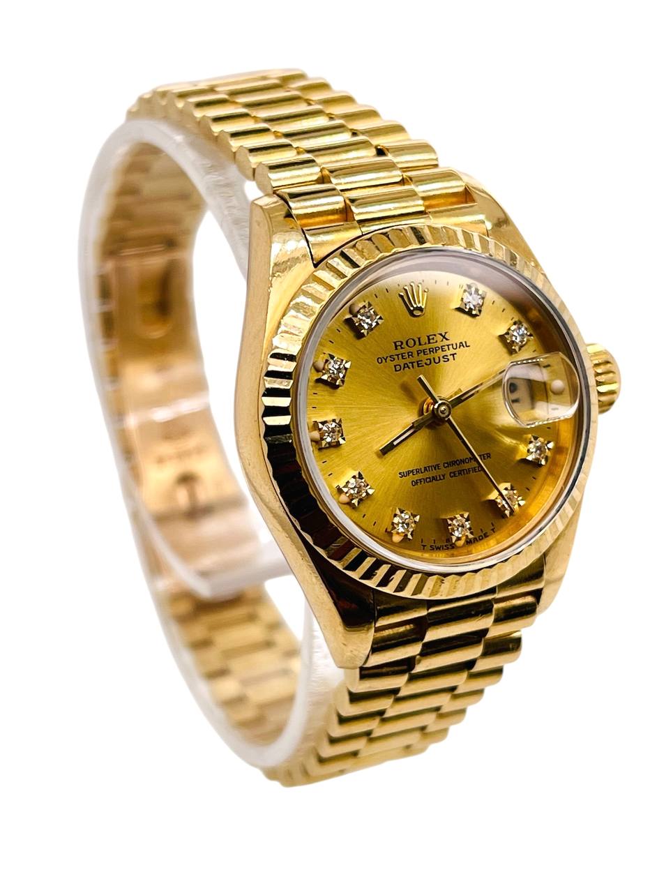 Presidential Rolex Datejust 69178 18K Yellow Gold Watch 26mm Champagne Diamond Dial