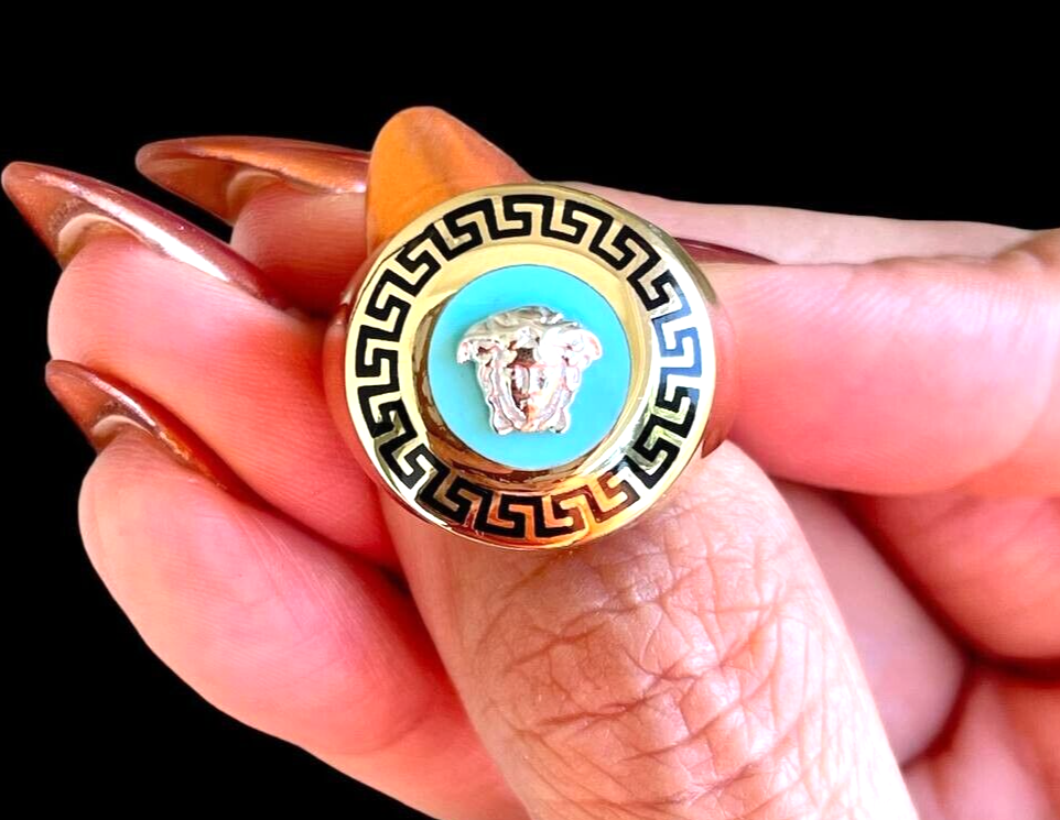 14K Solid Yellow Gold Mens Greek Key Ring Grams – Amin Jewelers