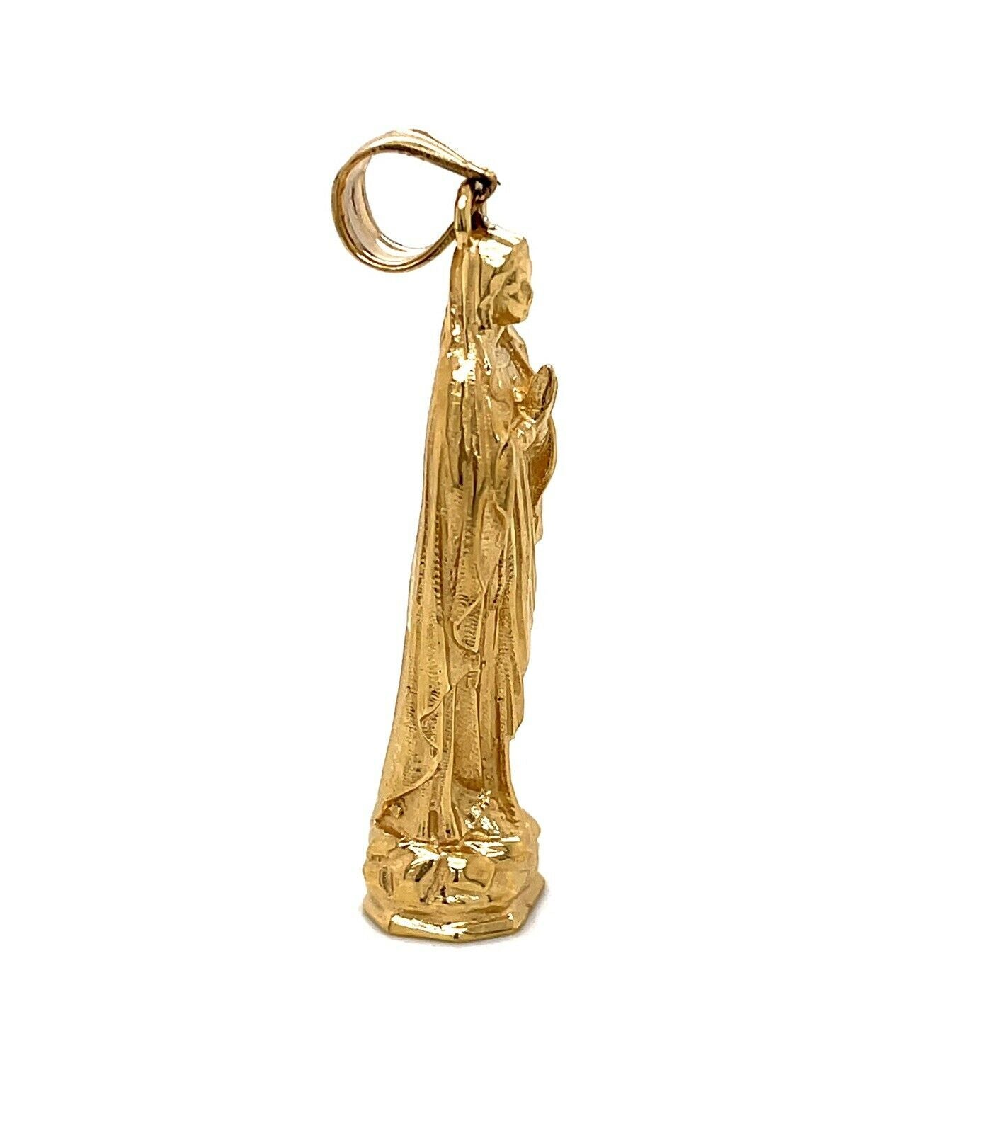 14k Yellow Gold 3D Statue Virgin Mary Mens Pendant, 9.2 Grams 1.46"