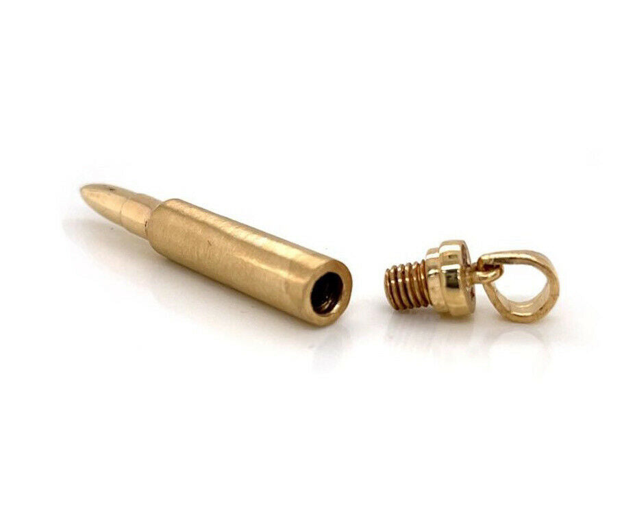 Gold Rifle Bullet String 14k Solid Yellow Gold Openable Bullet Mens Pendant Ammunition For Ashe ...