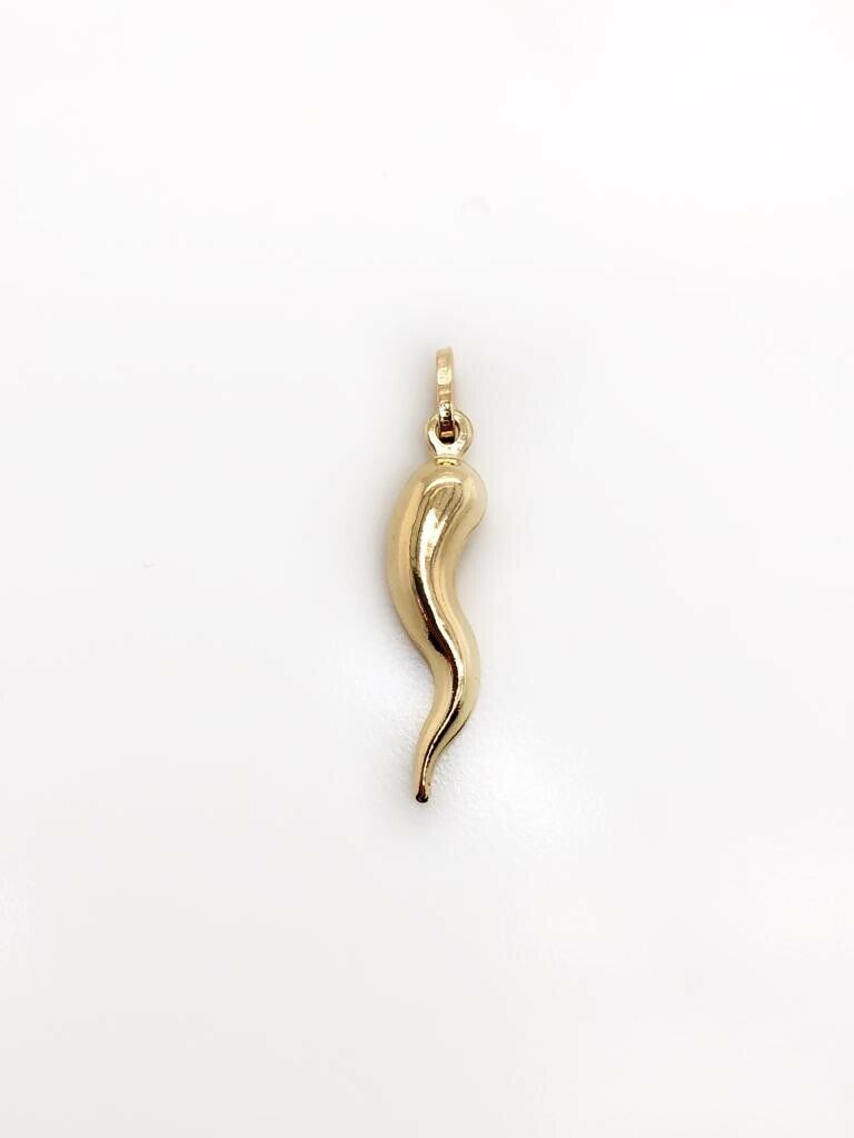 14K store Yellow Gold 3D Italian Horn Charm/Pendant