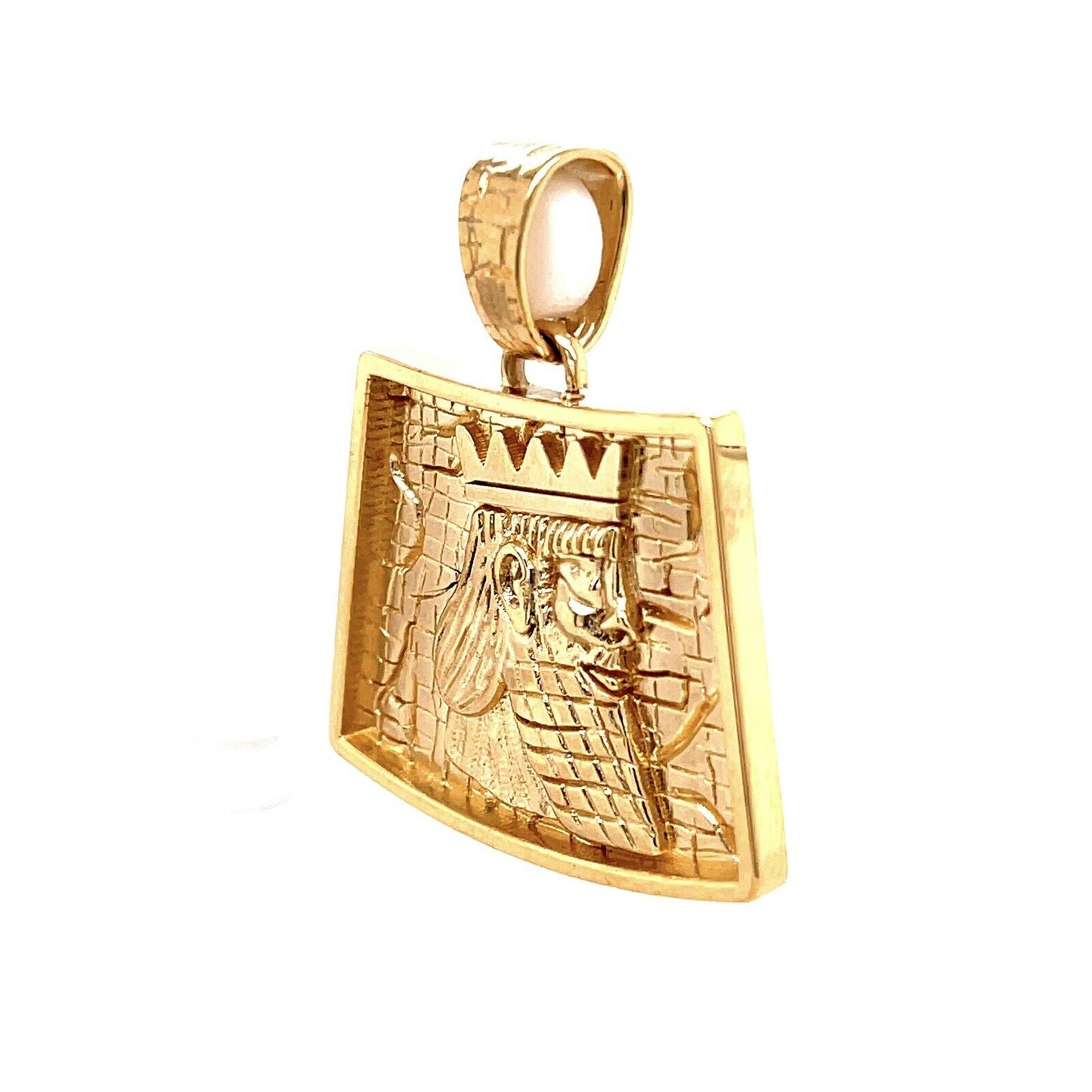 18K Solid Yellow Gold Pahlavi Kingdom King Crown Pendant 1.34" Unisex,11 Gr