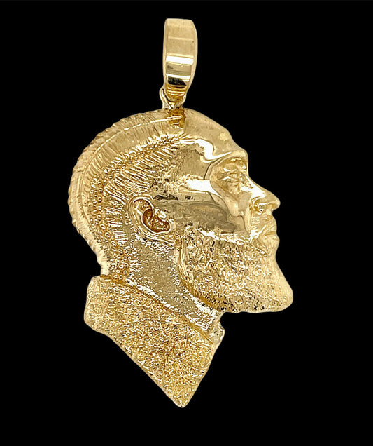 Mens 14k Solid Yellow Gold Nipsey Hussle Head Face Pendant 1.5"