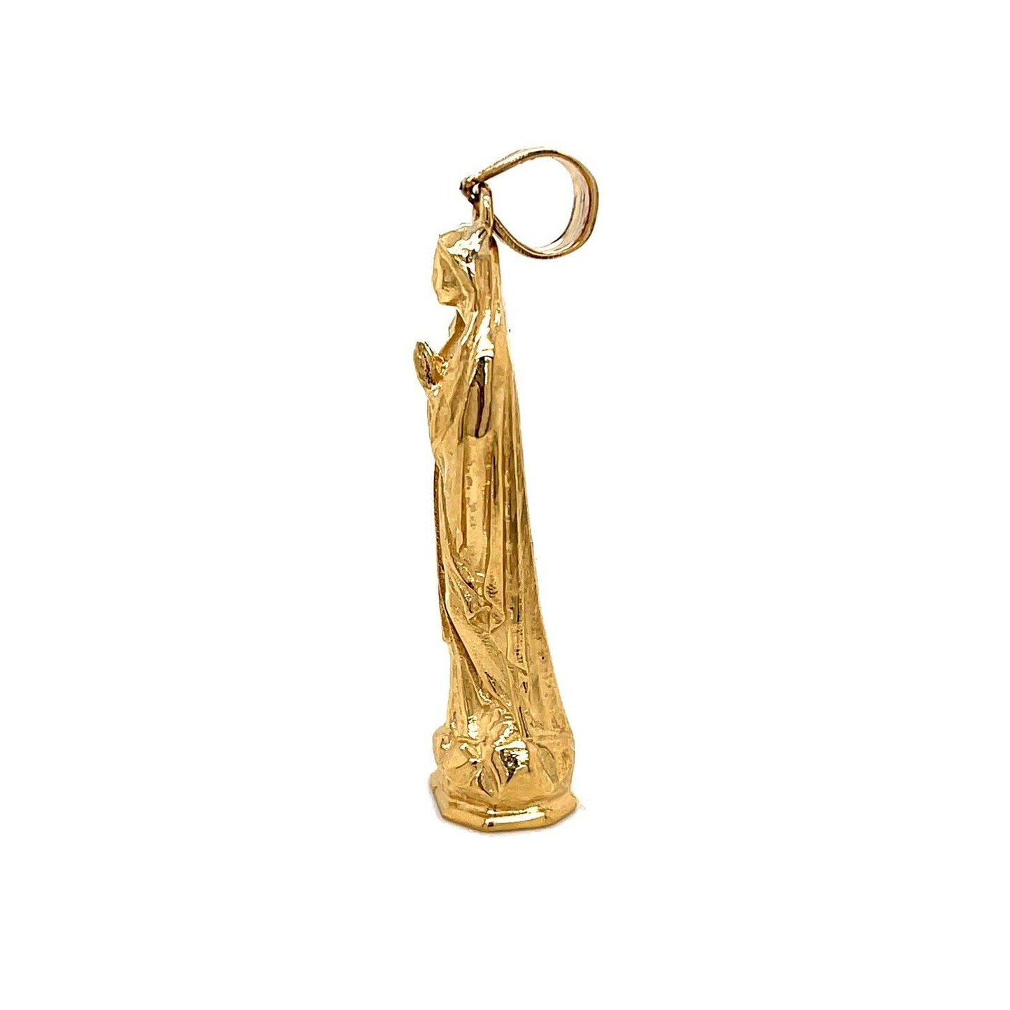 14k Yellow Gold 3D Statue Virgin Mary Mens Pendant, 9.2 Grams 1.46"