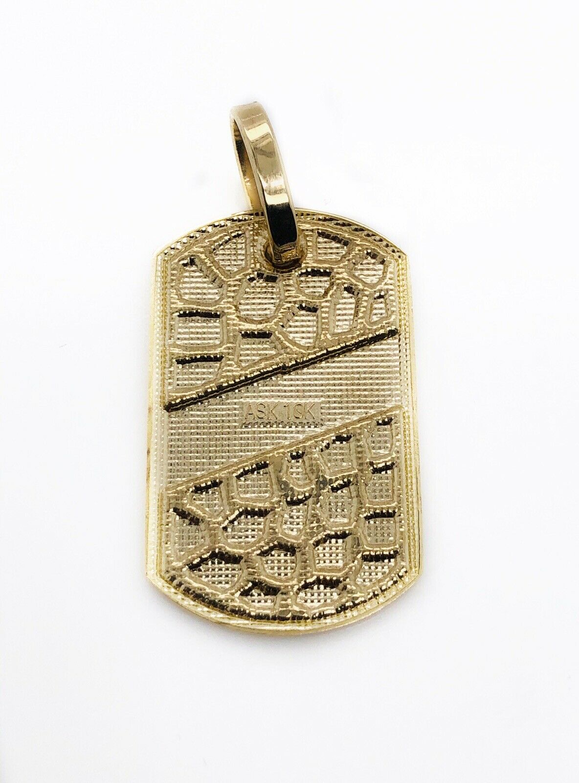 Mens 10K Solid Yellow Gold Custom Dog Tag Nugget Pendant, 1.3", 4.5 Grams