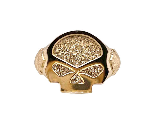 14k Solid Yellow Gold  Skull Mens Bikers Ring 12.1 Grams