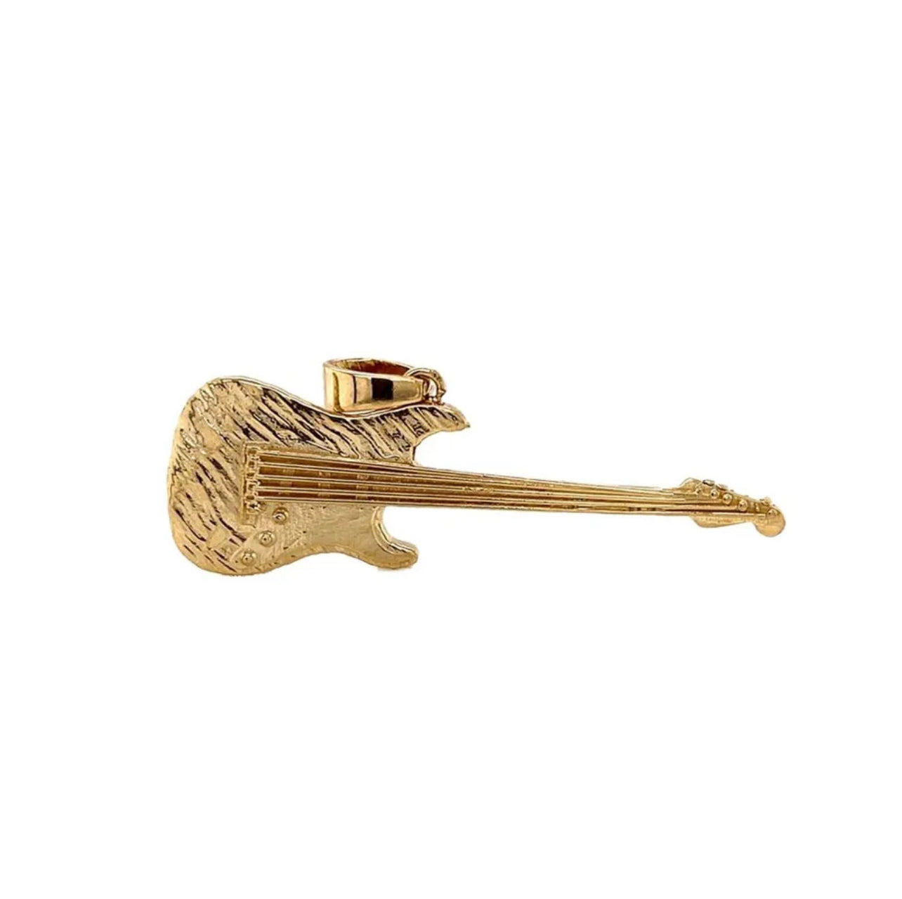 Mens 14k Solid Yellow Gold Stratocaster Guitar Pendant 8.3 Grams 2"