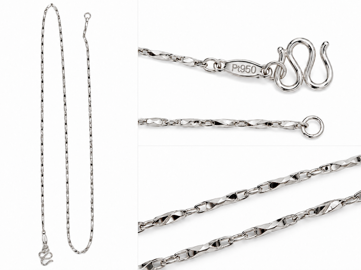 Pt950 Platinum Fine Dainty Chain Necklace 16.5" Thin Delicate Link 3.7 Grams