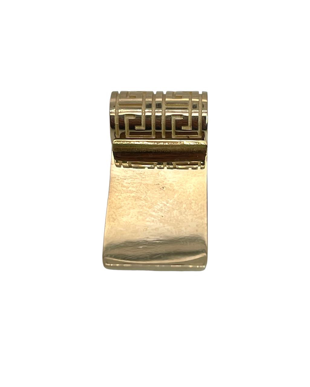 14K Solid Yellow Gold Greek Key Long Bar Pendant 10.7 Grams