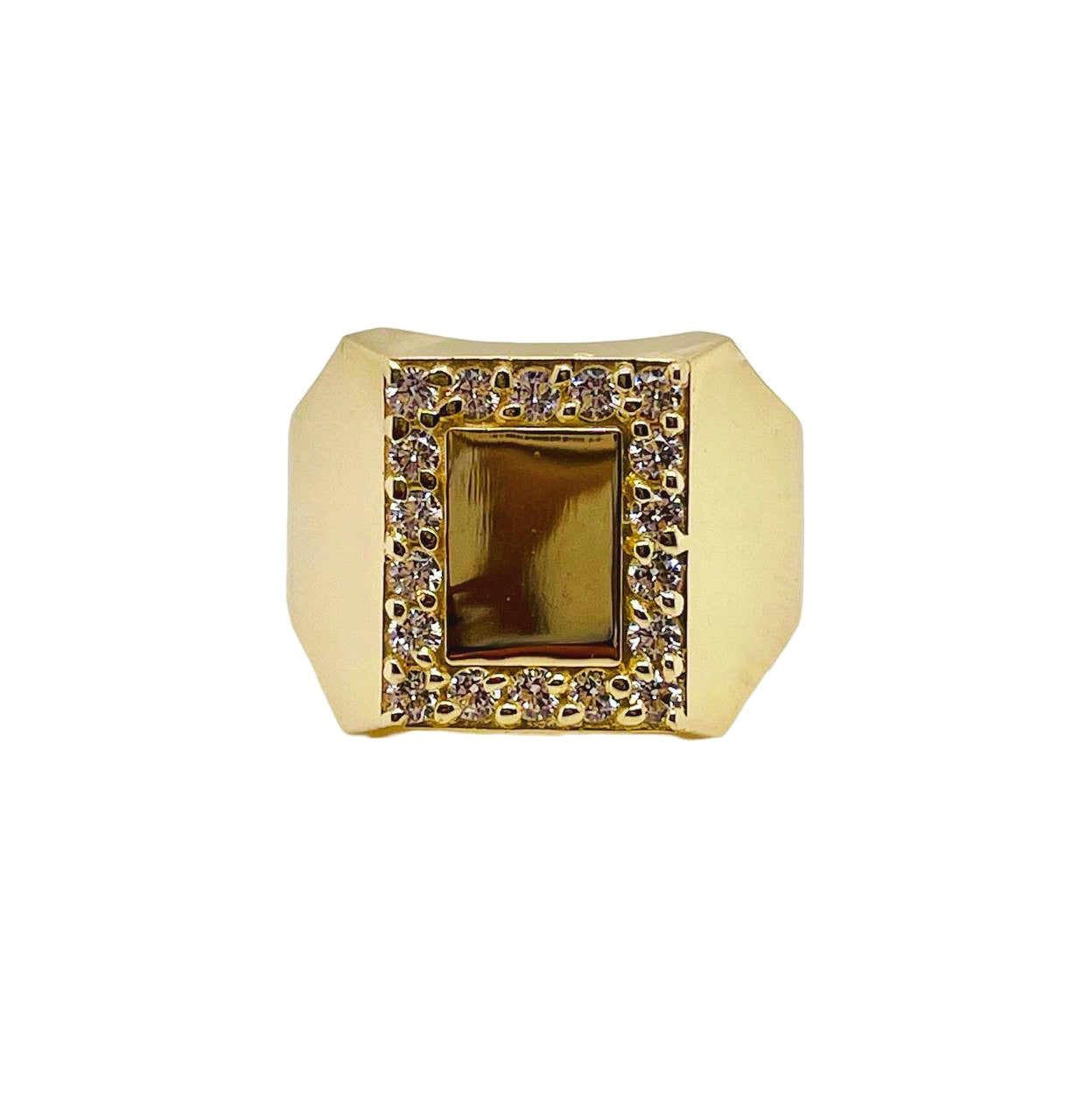 Mens 10K Solid Yellow Gold Engravable Signet Ring 4.6 Grams