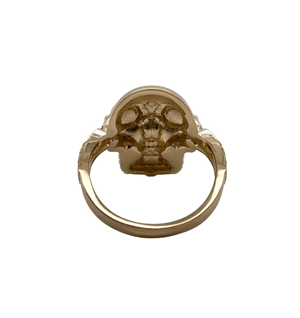 Copy of 14k Solid Yellow Gold Ride to Death Skull Men's Bikers Ring 9.8 Grams