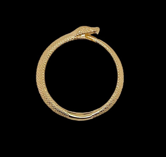 18k solid yellow gold ouroboros snake ring