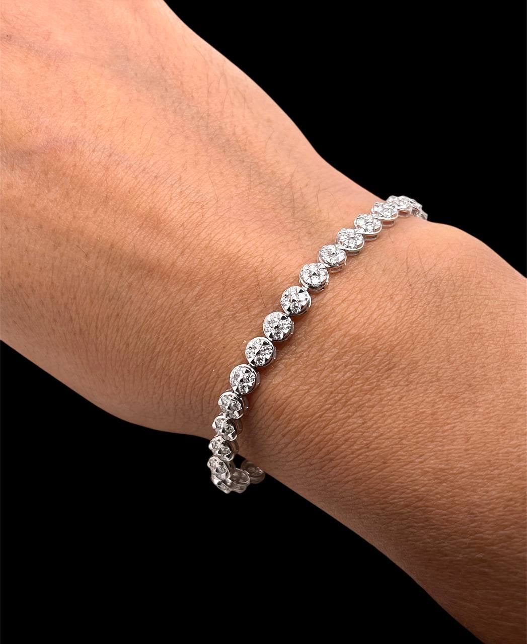 3 Ct Natural Diamond 14K Solid White Gold Women's Tennis Bracelet