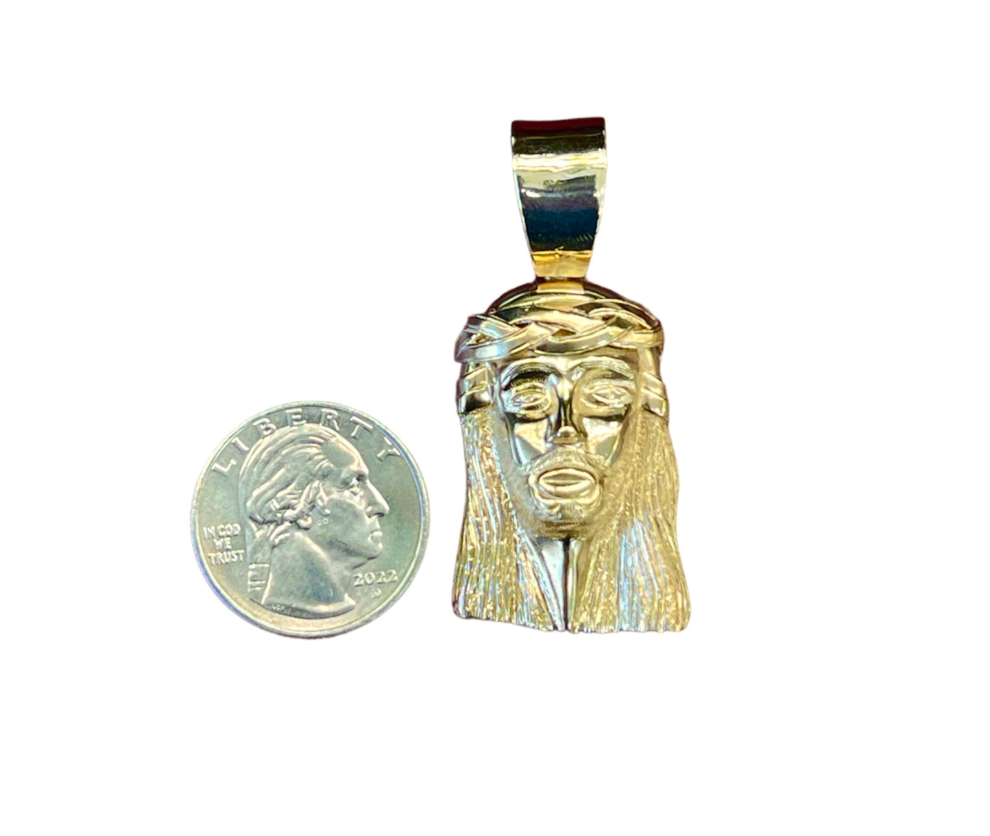 14K Solid Yellow Gold Jesus Head Face Pendant 1.42 in 27 grams