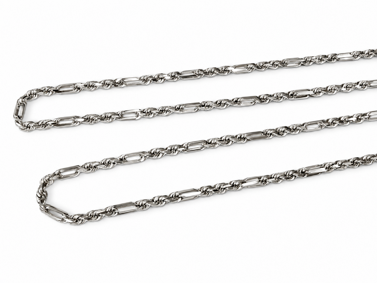 18K White Gold Solid Milano Rope Chain Necklace 23.5" 2.2mm 12.5g