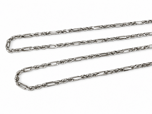 18K White Gold Solid Milano Rope Chain Necklace 23.5" 2.2mm 12.5g