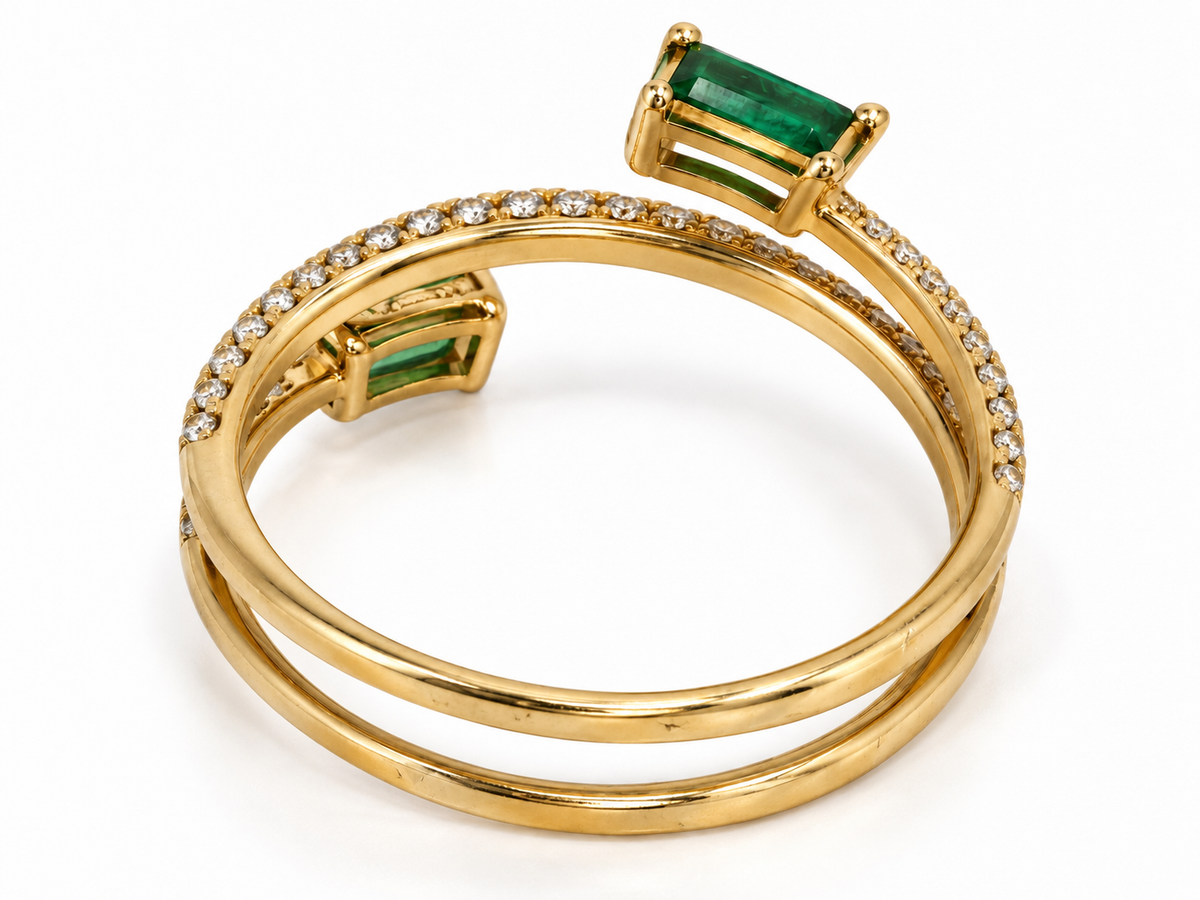 Bloomingdale’s Fine Collection 14K Gold Emerald & Diamond Coil Ring